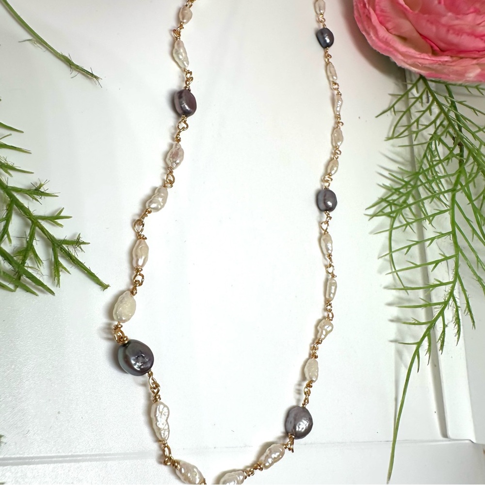 NEW⚜️Baroque Freshwater Pearl Hand Linked Necklace - Picture 4 of 7